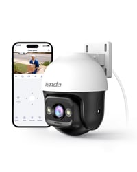 Tenda CH3 3MP WiFi vonkajšia bezpečnostná kamera, 360°, biela, nočné videnie, obojsmerné audio, AI detekcia pohybu, ONVIF, kompatibilná s Alexa 1