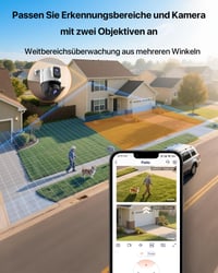 Tenda CH9 vonkajšia WiFi 6 bezpečnostná kamera, duálny objektív 2K+2K, PTZ 360°, farebné nočné videnie, detekcia osôb a vozidiel, zvuková signalizácia, IP65, lokálne úložisko 5