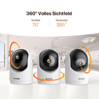 Tenda CP3 3MP Wi-Fi 6 vnútorná bezpečnostná kamera, otáčanie 355°, infračervené nočné videnie, detekcia pohybu, obojsmerný zvuk, podpora SD kariet 256 GB, 2 ks 8