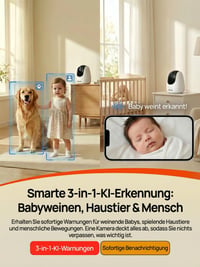Interiérová bezpečnostná WiFi kamera Tenda CP3 Pro 2K, WiFi 6, 360° automatické sledovanie, nočné videnie 12 m, detekcia plaču a pohybu, 512 GB SD, Alexa, biela 5