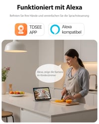 Interiérová bezpečnostná WiFi kamera Tenda CP3 Pro 2K, WiFi 6, 360° automatické sledovanie, nočné videnie 12 m, detekcia plaču a pohybu, 512 GB SD, Alexa, biela 4