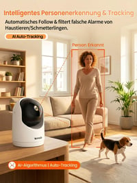 Interiérová bezpečnostná WiFi 6 kamera Tenda CP3 V3.0 2K 3MP s 360° rotáciou, AI detekciou osôb, obojsmerným zvukom a nočným videním 4
