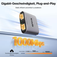 Tenda SG103M gigabitový LAN prepínač, 2-portový ethernetový rozbočovač, RJ45 hub s USB napájacím káblom, IGMP Snooping, QoS, hliníkové puzdro, pre router a počítač 3