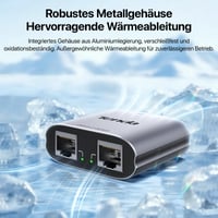 Tenda SG103M gigabitový LAN prepínač, 2-portový ethernetový rozbočovač, RJ45 hub s USB napájacím káblom, IGMP Snooping, QoS, hliníkové puzdro, pre router a počítač 5
