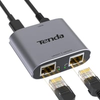 Tenda SG103M gigabitový LAN prepínač, 2-portový ethernetový rozbočovač, RJ45 hub s USB napájacím káblom, IGMP Snooping, QoS, hliníkové puzdro, pre router a počítač 1
