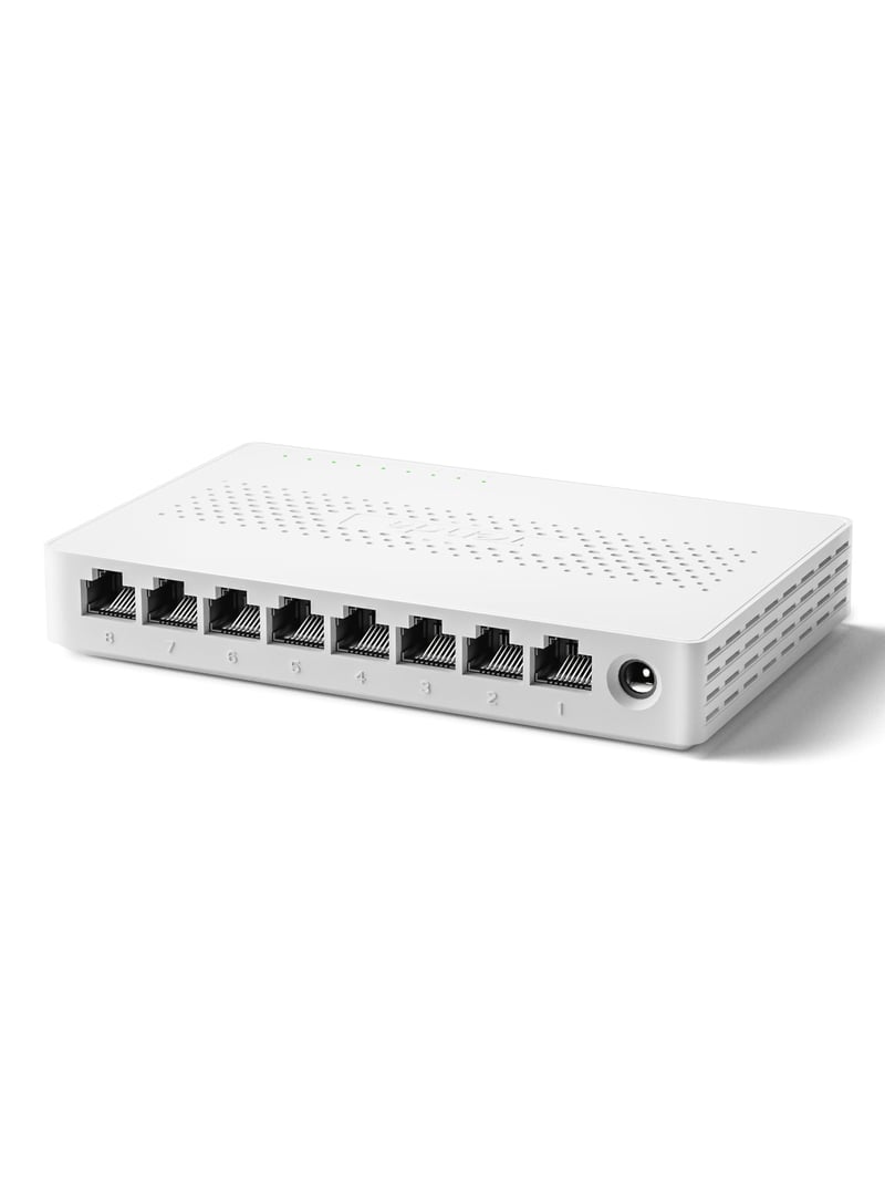 Tenda SM108 8-portový 2,5-gigabitový nespravovaný sieťový switch, Plug-and-Play, bez ventilátora, stolný aj na montáž na stenu, pre NAS, server, WiFi 6/7, herné PC, biely