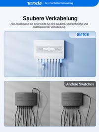 Tenda SM108 8-portový 2,5-gigabitový nespravovaný sieťový switch, Plug-and-Play, bez ventilátora, stolný aj na montáž na stenu, pre NAS, server, WiFi 6/7, herné PC, biely 8