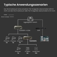 Switch Gigabit Tenda TEG1105PD cu 5 porturi, fără sursă de alimentare, 4x ieșiri PoE, 1x intrare PoE, fără ventilator, Plug and Play 3
