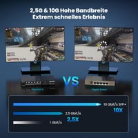 Switch Gigabit Tenda TEM2007X 2,5G cu 5 porturi 2,5G și 2 porturi 10G SFP+, Switch LAN neadministrat, Plug and Play, fără ventilator, negru, carcasă metalică 6