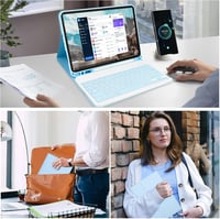 TENGWUDZ iPad Pro 11 Billentyűzet Tok 2024 Kék Bluetooth Vezeték Nélküli 5