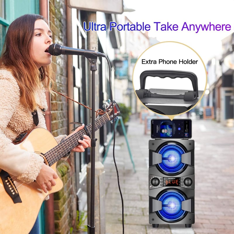 TENMIYA 60W Bluetooth Hangszóró FM Rádióval, Mikrofon és LED Fénnyel
