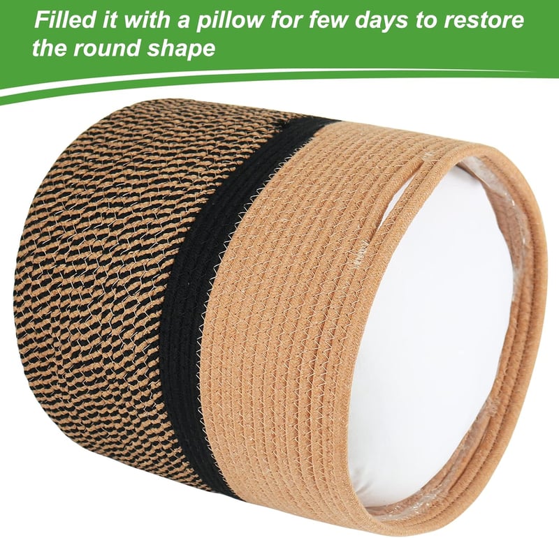 Coș de depozitare textil Tenn Well 30 cm cu inserție pentru ghiveci, bumbac, negru-maro