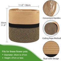 Coș de depozitare textil Tenn Well 30 cm cu inserție pentru ghiveci, bumbac, negru-maro 3