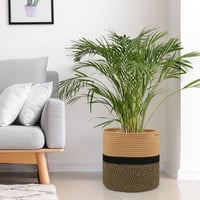 Coș de depozitare textil Tenn Well 30 cm cu inserție pentru ghiveci, bumbac, negru-maro 5