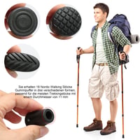 TENTHPEO Capete de cauciuc pentru bețe de Nordic Walking, 18 bucăți – Dopuri antiderapante pentru bețe de trekking, pentru asfalt, pietriș și teren montan, 3 stiluri diferite 3