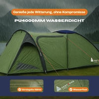 TentZone Dome 01 Nepremokavý stan 4000mm, kupolový kempingový stan pre 2-3 osoby s predsieňou, odnímateľnou podlážkou a vetracími otvormi, zelený 7