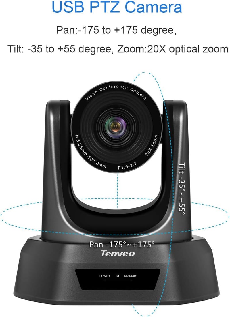 Tenveo 20x Zoom PTZ Konferenciacamera Full HD USB HDMI Webkamera