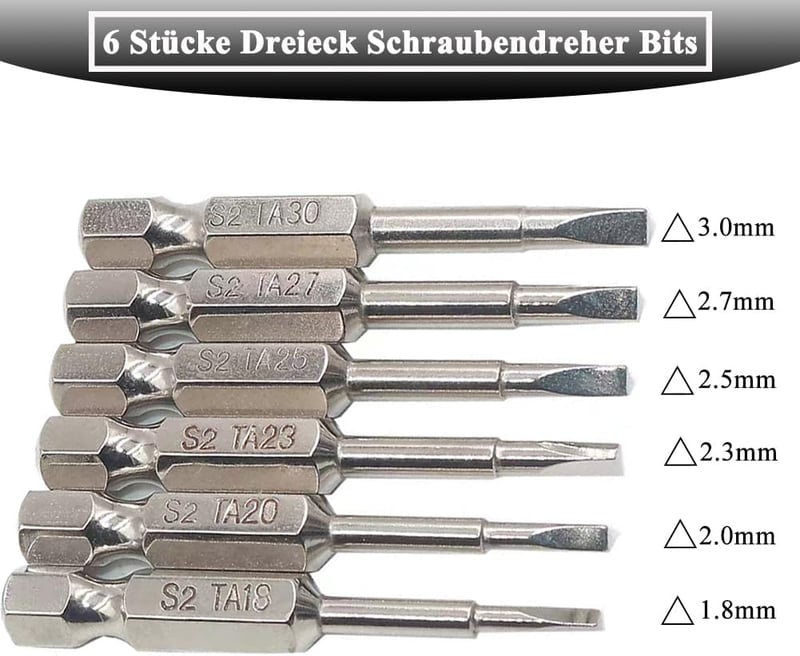 Teocpai 6 darabos háromszög csavarhegy készlet 50mm mágneses S2 acél