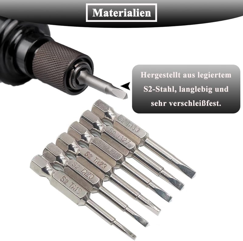 Teocpai 6 darabos háromszög csavarhegy készlet 50mm mágneses S2 acél