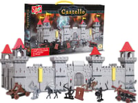 Castel Medieval Teorema pentru Copii, 72x50x33 cm, Set de Construcție cu 93 de Piese, 4 Laturi, Compatibil cu Figurine Soldați 3