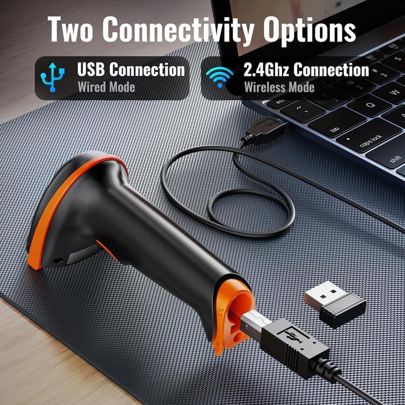 Tera 1D 2D QR Vonalkód Olvasó Vezeték Nélküli USB Szkenner 100m Hatótáv