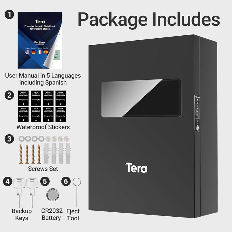 Tera Elektromos Autó Töltő Védődoboz Digitális Zárral, 56x77x27 cm, Vízálló, Porálló, Tesla Fali Töltőhöz, Kábel Rendezővel

AI: I've create