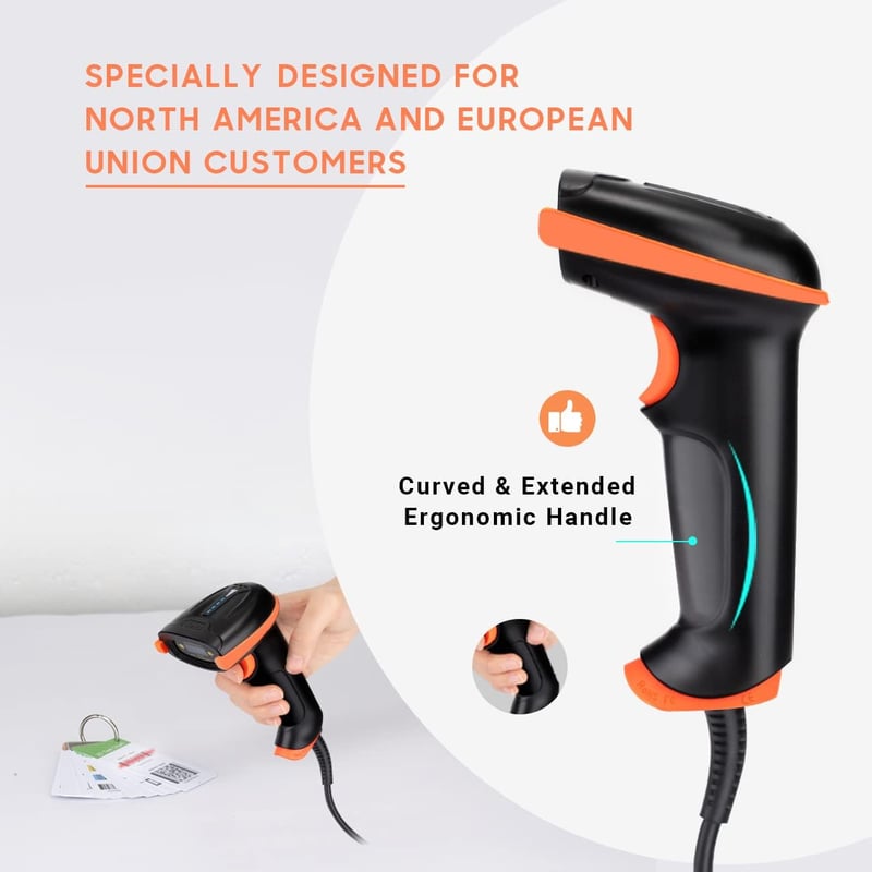 Tera USB Vonalkód Olvasó Automatikus Kézi 1D Szkenner 300 Scan/mp Állvánnyal