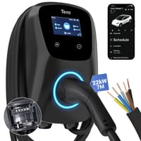 Tera W01 EV Wallbox Okos Töltőállomás 22kW 32A Type 2 400V 7m Kábellel App Vezérléssel CE TÜV Minősítéssel Minden EV és PHEV Autóhoz Fekete 1