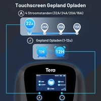 Tera W01 EV Wallbox Okos Töltőállomás 22kW 32A Type 2 400V 7m Kábellel App Vezérléssel CE TÜV Minősítéssel Minden EV és PHEV Autóhoz Fekete 2