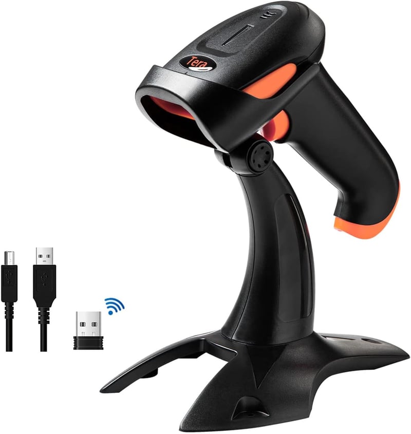 Tera Wireless 2D QR vonalkód olvasó Bluetooth és USB vezetékes, állvánnyal