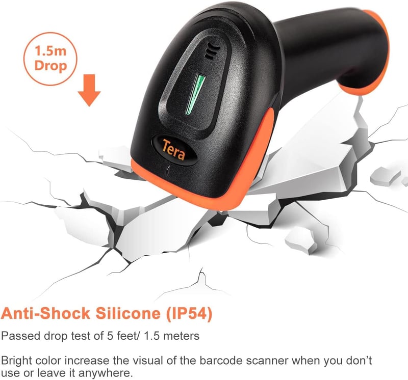 Tera Wireless 2D QR vonalkód olvasó Bluetooth és USB vezetékes, állvánnyal