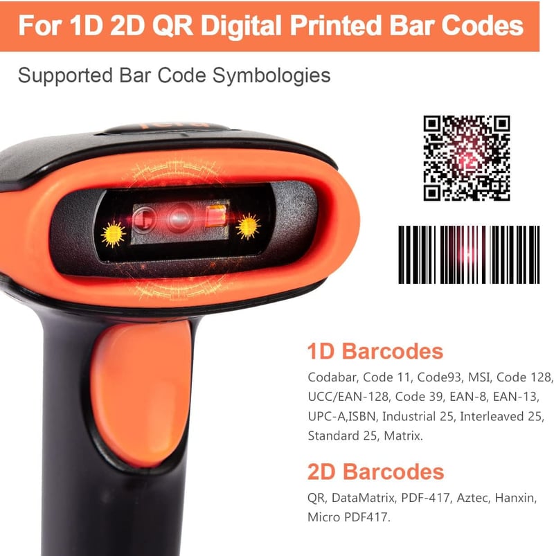 Tera Wireless 2D QR vonalkód olvasó Bluetooth és USB vezetékes, állvánnyal