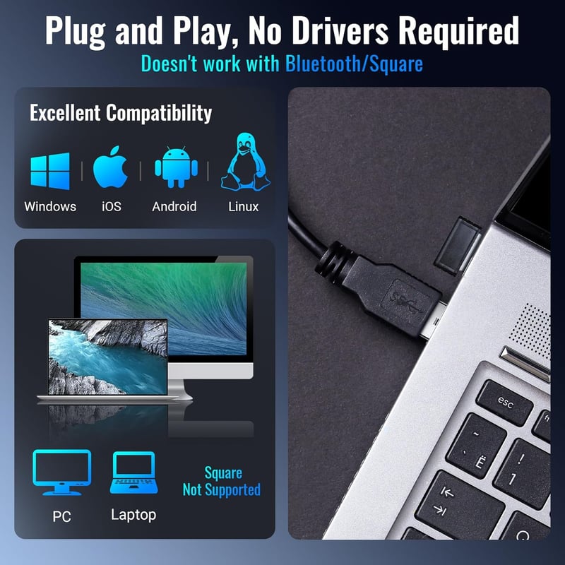 Tera Wireless Vonalkód Olvasó 1D Lézeres Ergonomikus 2000mAh Akkumulátorral