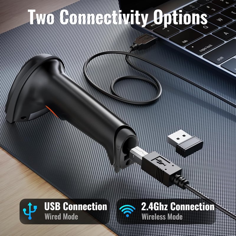 Tera Wireless Vonalkód Olvasó 1D Lézeres Ergonomikus 2000mAh Akkumulátorral