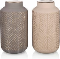 TERESA'S COLLECTIONS Kerámia Váza Szett - Világosszürke és Arany Dekoratív Asztali Vázák Nappaliba, Modern Lakásdekorációhoz, 2 db, 20 cm 1