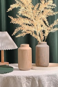 TERESA'S COLLECTIONS Kerámia Váza Szett - Világosszürke és Arany Dekoratív Asztali Vázák Nappaliba, Modern Lakásdekorációhoz, 2 db, 20 cm 4