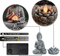 TERESA'S COLLECTIONS meditáló Buddha szobor napelemes lótusszal, 2 db - 38 cm 6