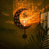 TERESA'S COLLECTIONS Napelemes Kerti Lámpa, 100 cm Magas Fémes Holdas LED Üveggolyó Vízálló Kültéri Világítás 7