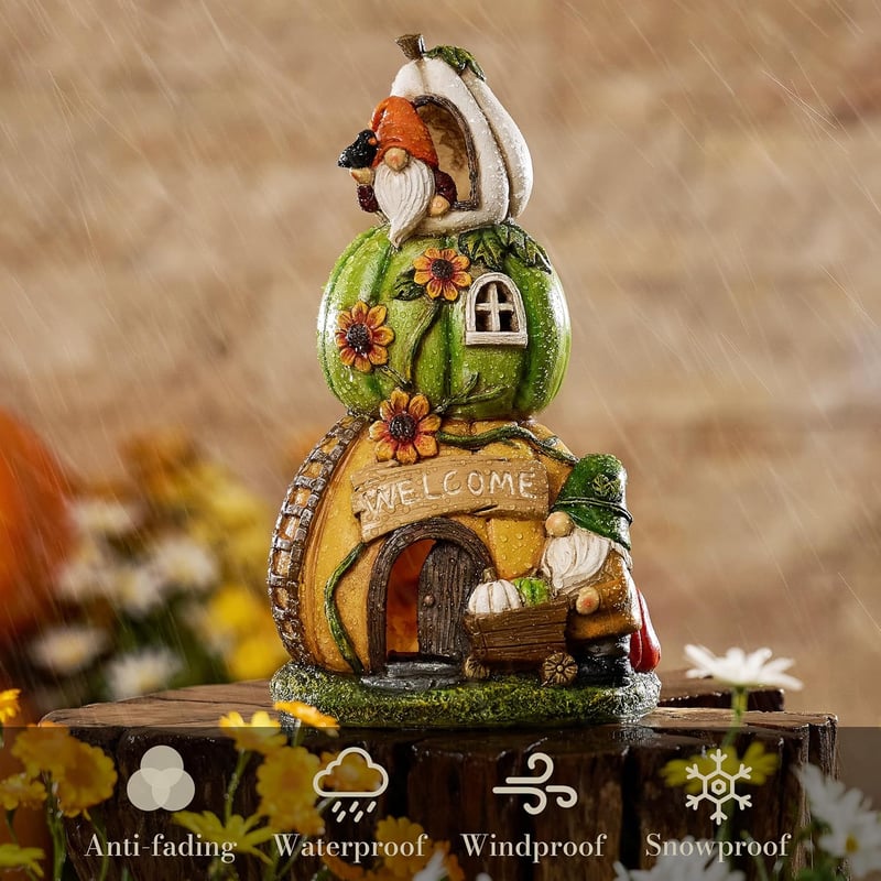 TERESA'S COLLECTIONS Napelemes Tökös Dekoráció Kerti Figura Őszi Dekor Halloweenre