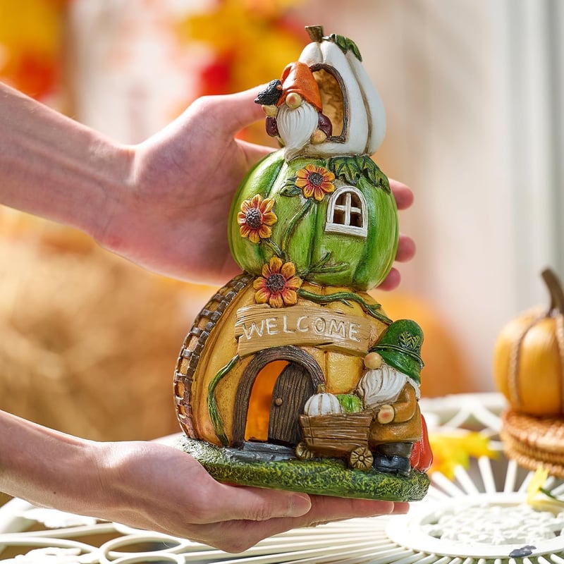 TERESA'S COLLECTIONS Napelemes Tökös Dekoráció Kerti Figura Őszi Dekor Halloweenre