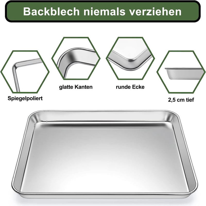 Terlulu rozsdamentes sütőtepsi szett 2 db, 40,5x30,4 cm