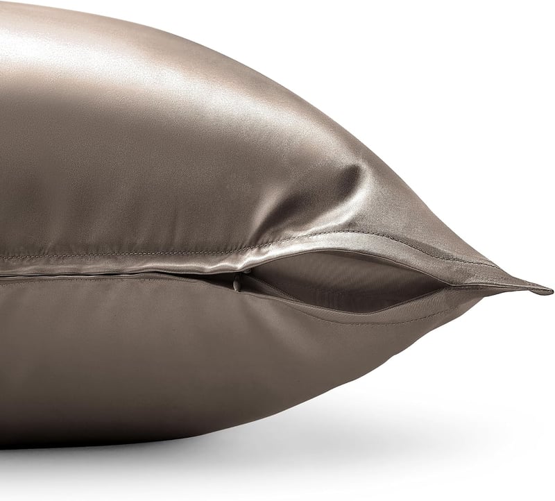 Seiwohl 2 db szatén selyem párnahuzat 40x40 cm taupe + selyem hajgumi