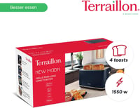TERRAILLON New Moon hosszú kenyérpirító, 2 extra nagy nyílás, 6 fokozat, 1550W, rozsdamentes acél, kék 5