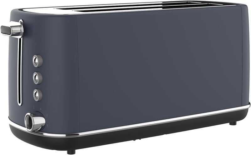 TERRAILLON New Moon hosszú kenyérpirító, 2 extra nagy nyílás, 6 fokozat, 1550W, rozsdamentes acél, kék