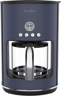 Terraillon - New Moon Programmable Electric Drip Coffee Maker Glass Jug 1080W Capacity 1.25L Keep Warm Function Anti Drip Removable Filter Painted Body 1