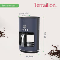 Terraillon - New Moon Programmable Electric Drip Coffee Maker Glass Jug 1080W Capacity 1.25L Keep Warm Function Anti Drip Removable Filter Painted Body 5