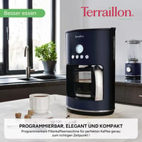 Terraillon - New Moon Programmable Electric Drip Coffee Maker Glass Jug 1080W Capacity 1.25L Keep Warm Function Anti Drip Removable Filter Painted Body 2