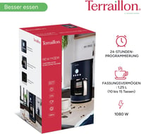Terraillon - New Moon Programmable Electric Drip Coffee Maker Glass Jug 1080W Capacity 1.25L Keep Warm Function Anti Drip Removable Filter Painted Body 6