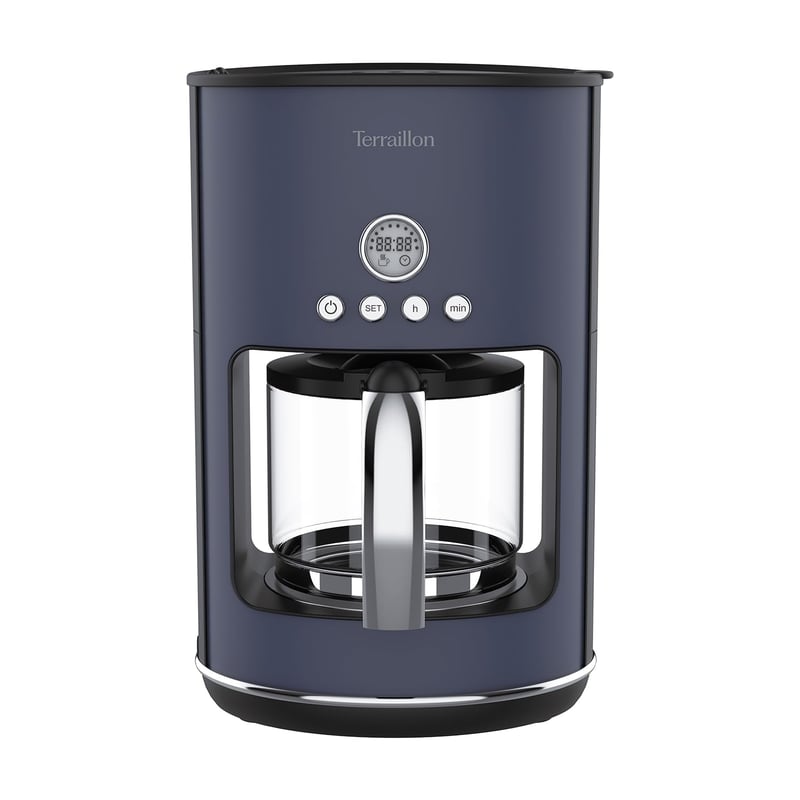Programovateľný prekvapkávací kávovar Terraillon New Moon so sklenenou kanvicou – modrý – 1,25 l