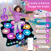TERRAMUS Tanečná podložka pre deti, 27 úrovní, 8 LED svetiel, Bluetooth hudobná hra pre dievčatá od 3 do 12 rokov, Montessori darček k narodeninám 2